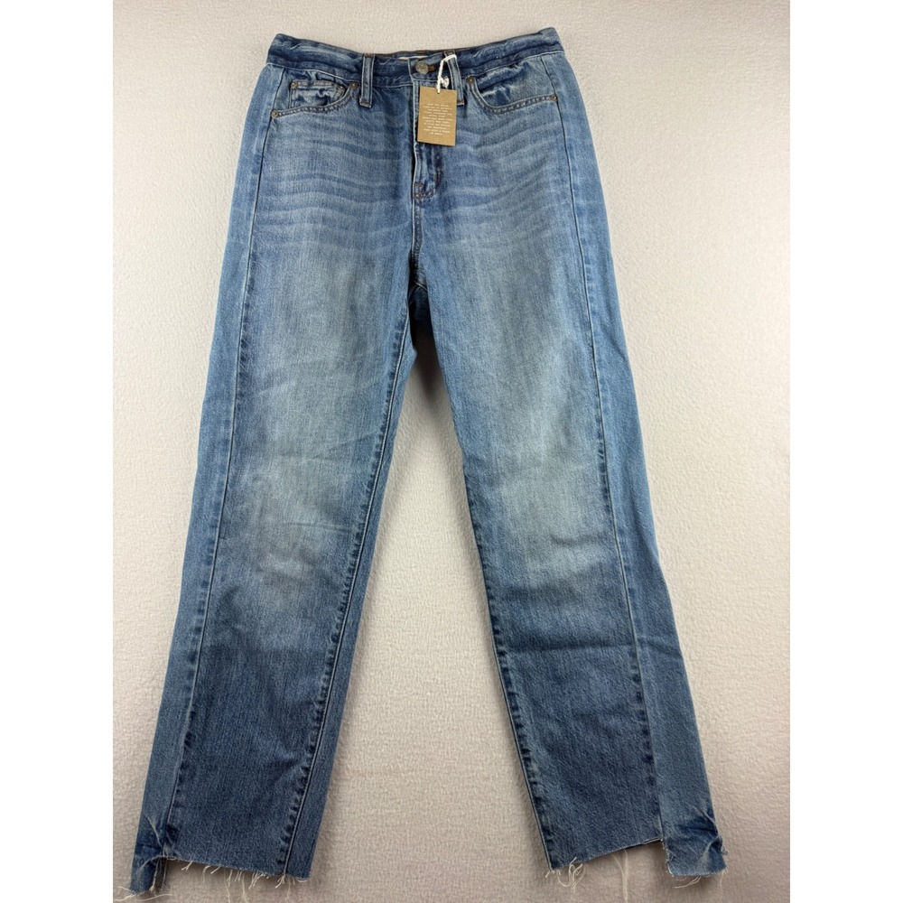 Madewell The Perfect Summer Jean W28 Blue High Rise Straight Leg Raw Hem J0516